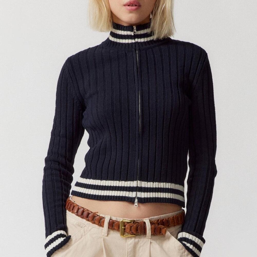 Urban Outfitters BDG Ribbed Knit Zip Up Jacket Sz S